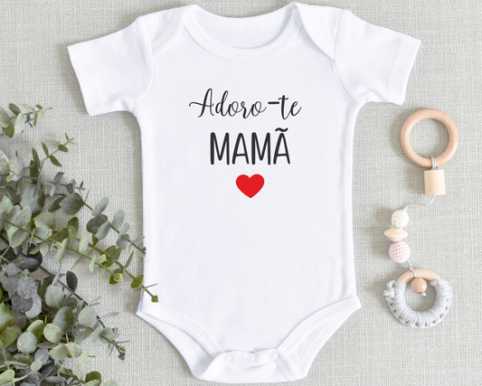 Body Bebé Personalizável "Adoro-te Mamã - Coração " 100% algodão