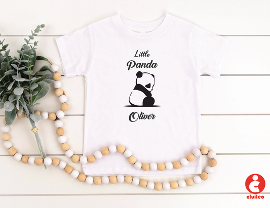 T-shirt Bebé/Criança Personalizavel "Little Panda Nome" 100% Algodão