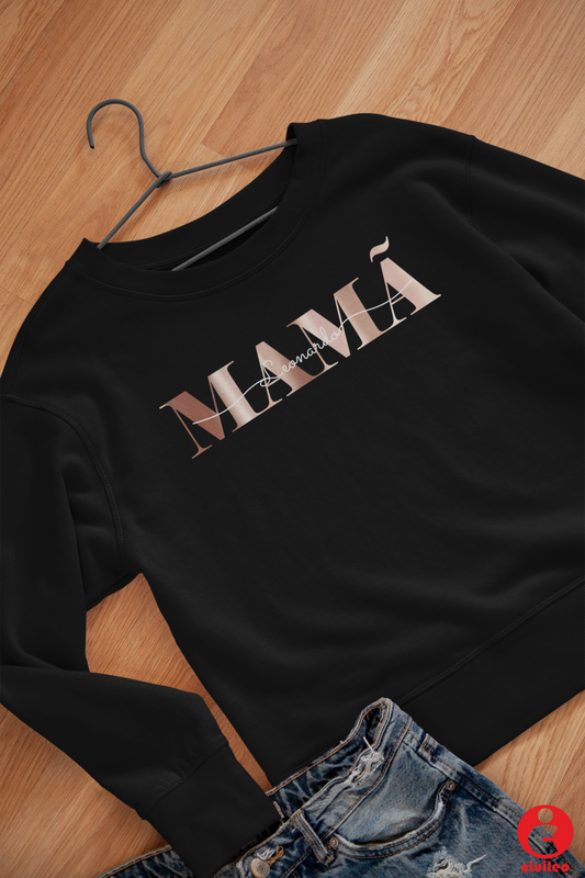 Sweatshirt Mulher Personalizável "Mamã, nome", algodão orgânico