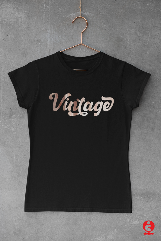 T-shirt Mulher "Vintage" Vinil Rose Gold 100% Algodão