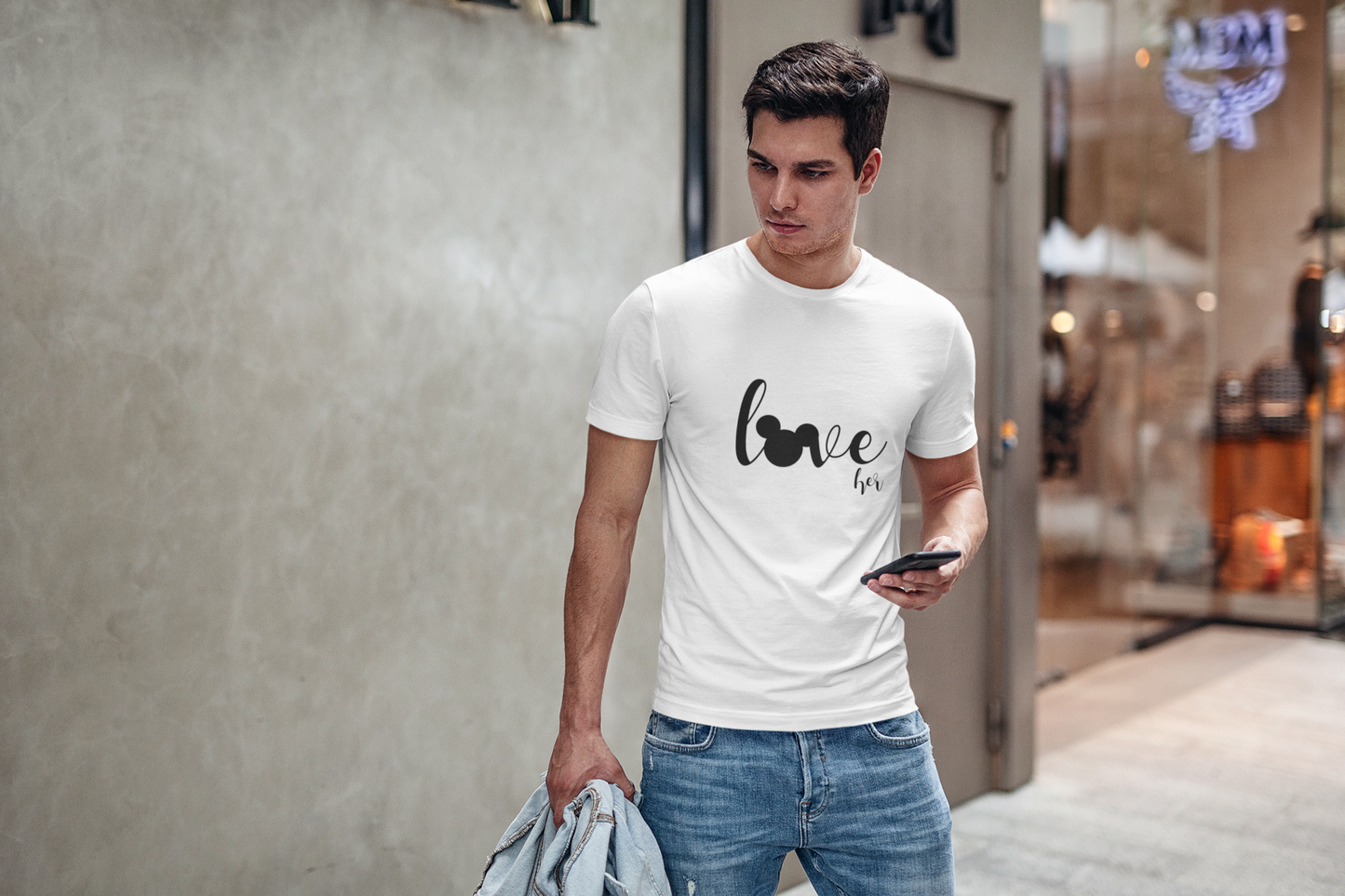 Matching T-shirt Homem Personalizada Dia dos Namorados S. Valentim "Love Her"