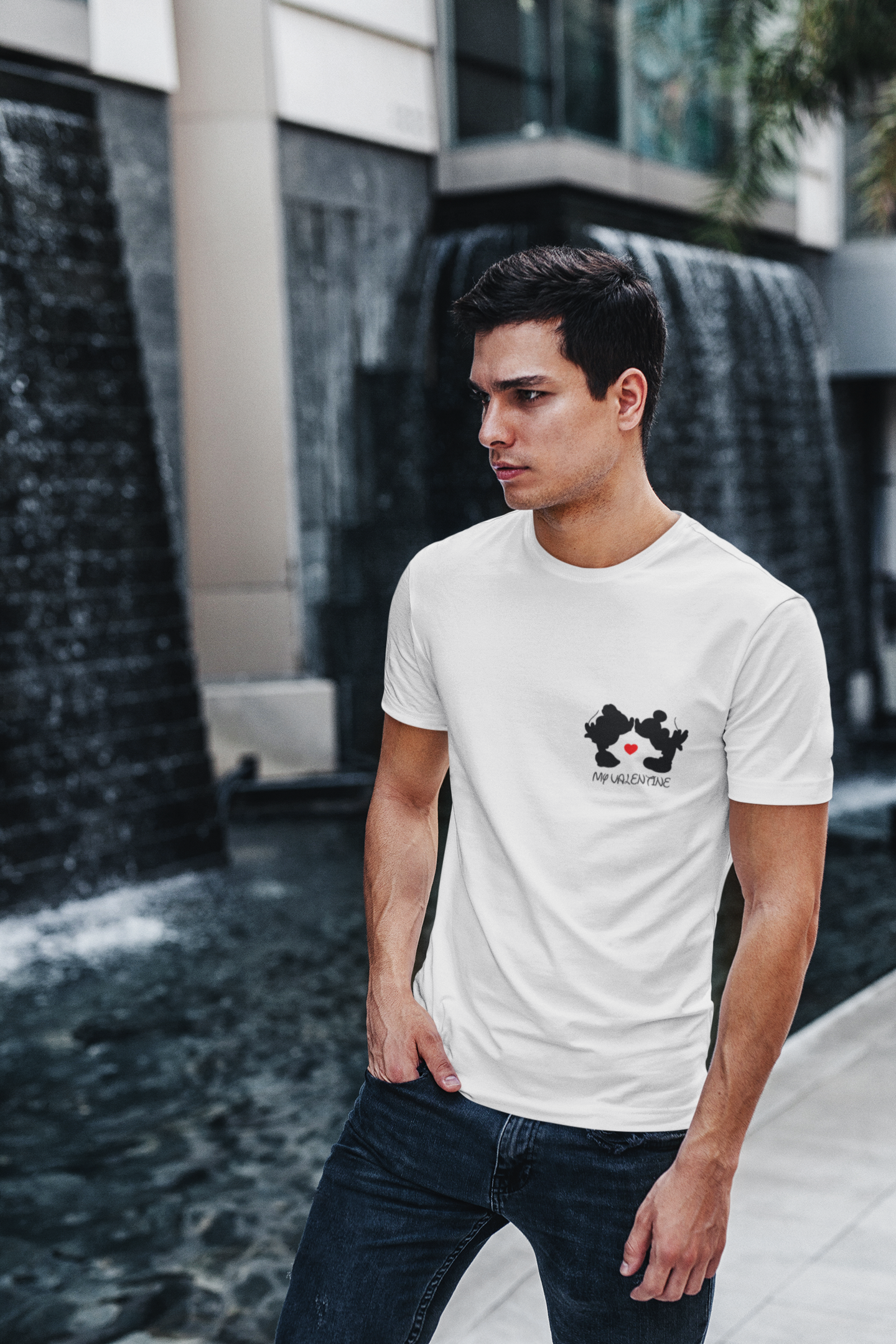 T-shirt Homem Personalizada Dia dos Namorados S. Valentim "My Valentine" Emblema
