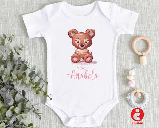 Body Bebé Personalizável com Nome - "Urso" 100% algodão